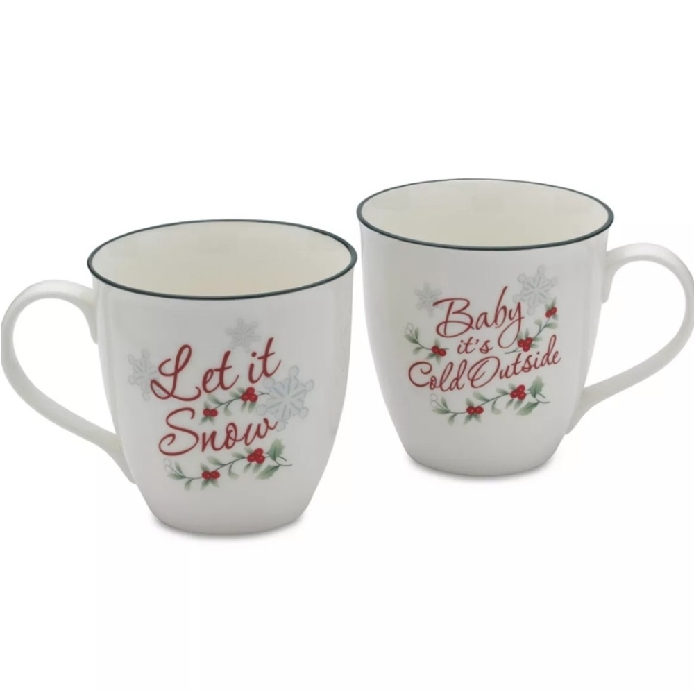 🆕 NIB Pflatzgraff Winterberry 20 oz Holiday Mug Set
